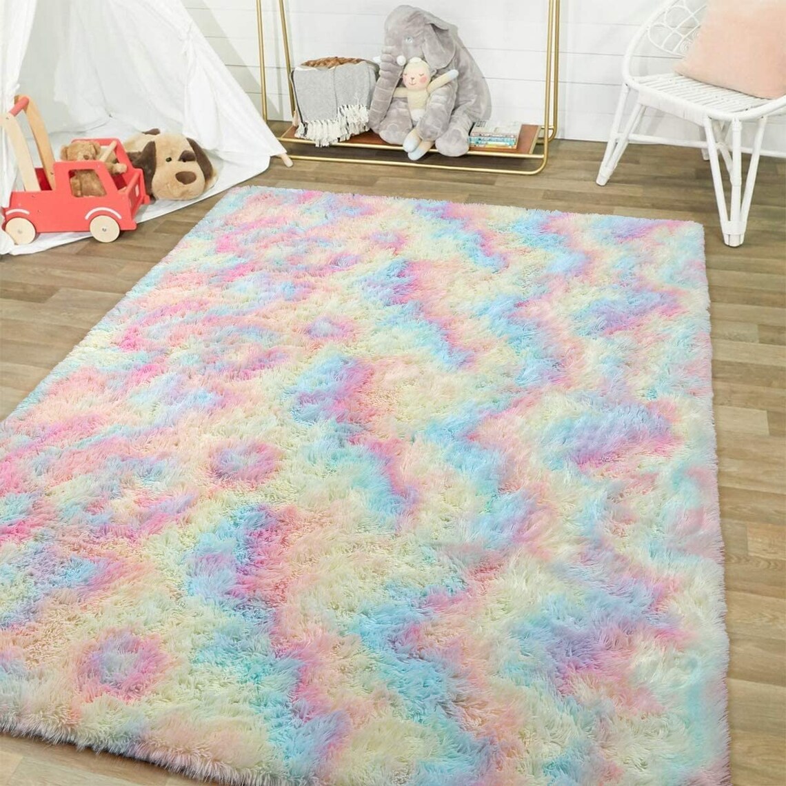Soft Rainbow Area Rugs Fluffy Colorful Rugs Cute Floor Etsy