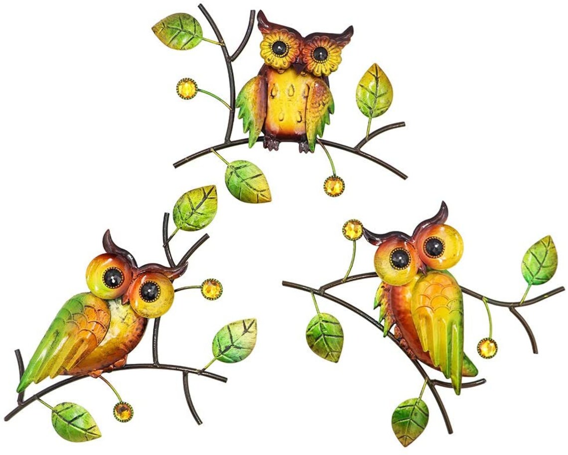 Metal Owl Wall Art Decor Outdoor Hanging Wall Art Sculpture Etsy