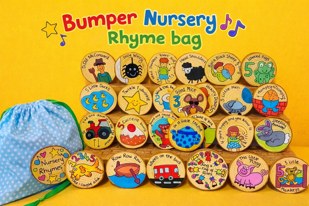 Bumper Nursery Rhyme Story Sack Gift | Wooden Nursery Rhyme Props ...
