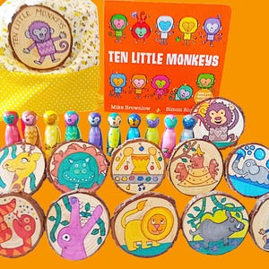 10 little monkeys story sack with book