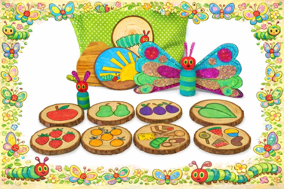 The Very Hungry Caterpillar Wooden Play Set | Montessori Storytelling ...