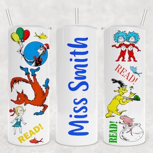 Dr. Seuss Lesen Sublimation Digital Design - Skinny STRAIGHT Becher 20oz - PNG