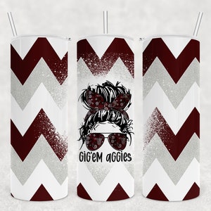 Aggie Messy Bun Sublimation Design Download - Skinny Straight Tumbler 20oz - PNG