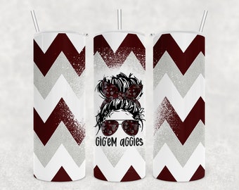 Texas A/&M tumbler college football design TGig /'em digital design printable 20oz skinny tumbler Aggie htv Aggie mom tumbler