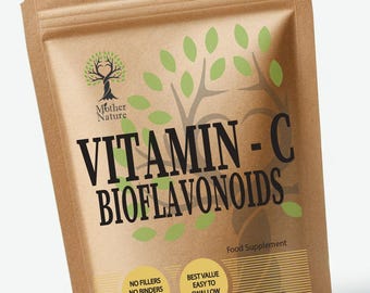 High Strength Vitamin C Capsules 500mg with Citrus Bioflavonoids - Vegan Supplements