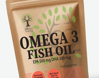 Omega 3 Fish Oil 1000mg: Double Strength EPA & DHA - UK Made