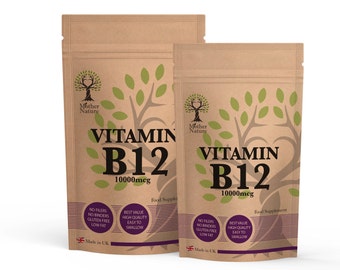 Vitamin B12 High Strength 10000mcg Capsules B12 Supplement Vit B12 Powder Vegan Clean Natural Supplement