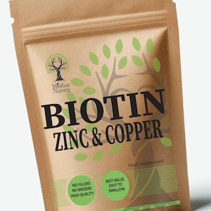 Biotin Capsules 10,000mcg Zinc & Copper Clean Eco-Friendly Vegan Supplements