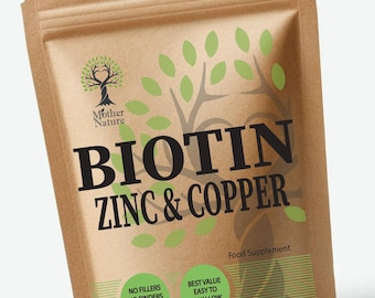 Mother Nature Biotin Complex 10000mcg Capsules – Biotin with Vitamin C, Zinc and Copper | Vegan Capsules | UK Manufactured Food Supplement