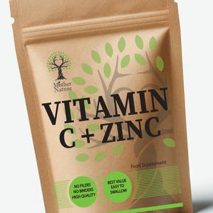 Vitamin C + Zinc Capsules: Vegan, High Strength Formula