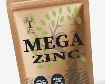 Mega Zinc Capsules: Magnesium + Vitamin C, Vegan Supplements