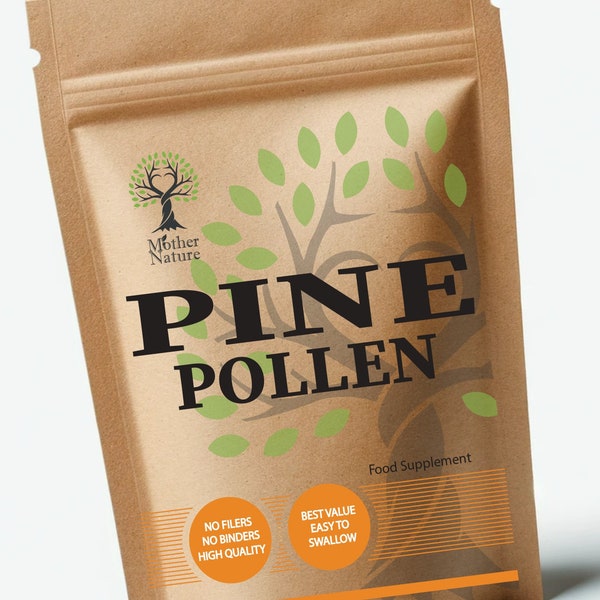 Gélules de pollen de pin, 350 mg, supplément naturel haute résistance, paroi cellulaire fissurée à 99 %, végétalien