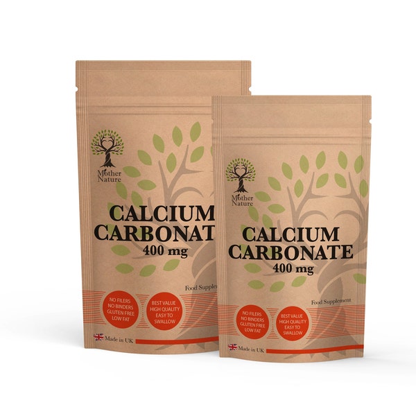 Capsules de carbonate de calcium 400 mg Supplément de calcium en poudre de carbonate de calcium haute puissance végétalien