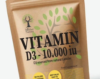 Vitamin D3 10000 IU Softgels: Lanolin Sourced, UK Made