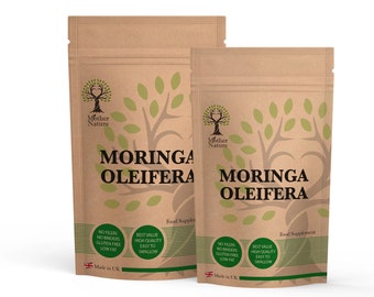 Moringa Capsules 600mg Genuine Natural Moringa Powder High Potency 10 x Stronger Natural Supplement Vegan