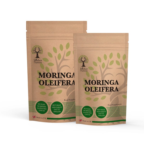 Moringa Capsules 600mg Genuine Natural Moringa Powder High Potency 10 x Stronger Natural Supplement Vegan