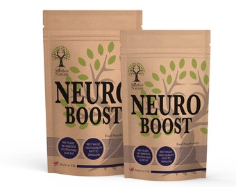 Neuro Boost Capsules High Strength Natural Lions Mane, L-Tyrosine, Magnesium, Zinc, Rhodiola Rosea Supplement Vegan