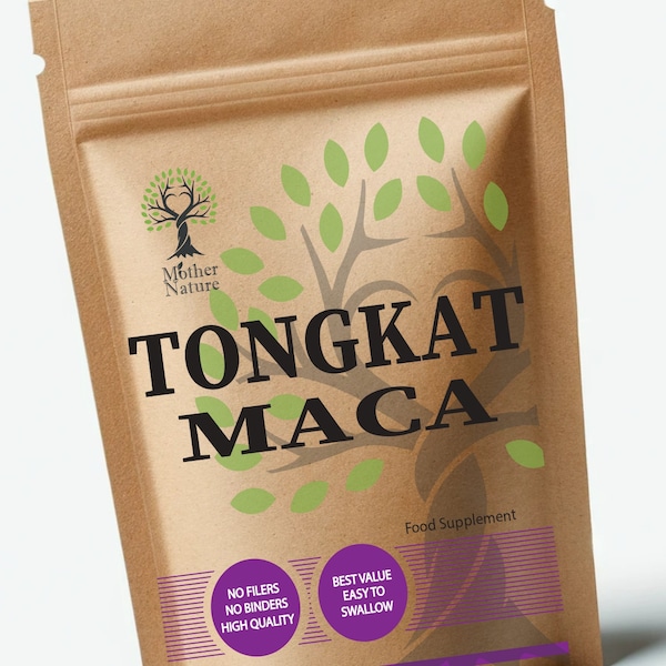 Tongkat Ali Maca Mix, gélules de tongkat haute résistance, 600 mg, suppléments végétaliens naturels, extrait 100:1 d'eurycomanone 2 %