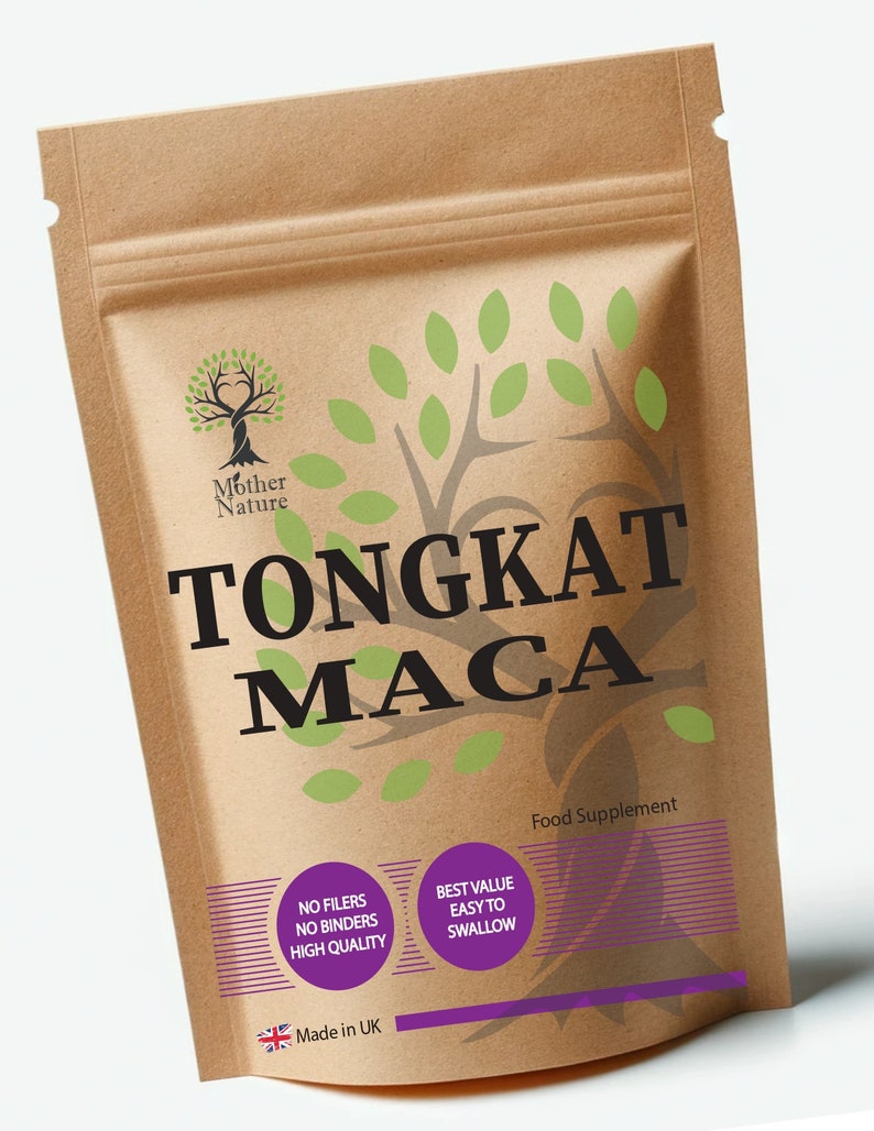 Tongkat Ali Maca Mix, gélules de tongkat haute résistance, 600 mg, suppléments végétaliens naturels, extrait 100:1 d'eurycomanone 2 % image 1