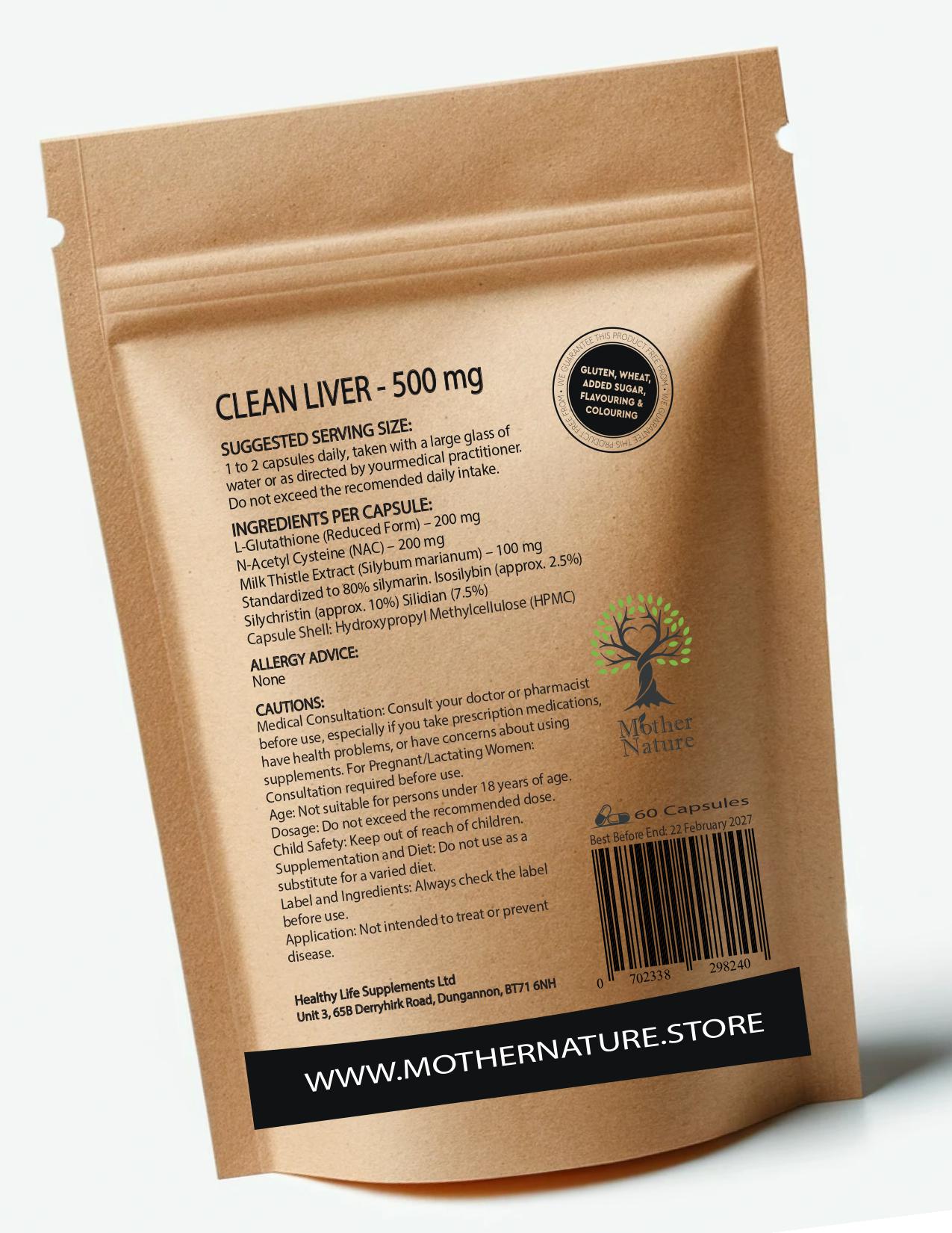 Clean Liver Capsules 500mg L-glutathione Milk Thistle NAC N-acetyl  Eco-friendly Vegan Supplements - Etsy Hong Kong