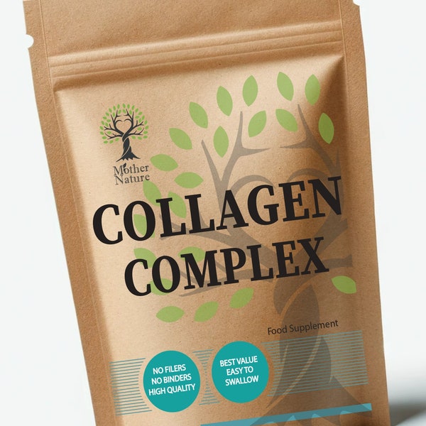 Collageencomplex 600 mg marien collageen type I-II-III collageencapsules Natuurlijke supplementen