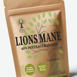 Lion’s Mane Mushroom 500mg Lion’s Mane Capsules Genuine High Potency 20:1 Natural Supplements 40% Polysaccharides Vegan