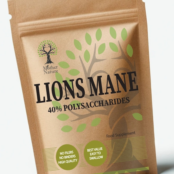 Lion’s Mane Mushroom 500mg Lion’s Mane Capsules Genuine High Potency 20:1 Natural Supplements 40% Polysaccharides Vegan