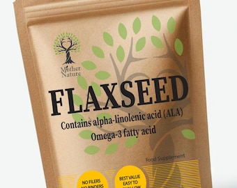 Flaxseed Capsules - 500mg Omega-3 Vegan Supplement Powder Plant-Based