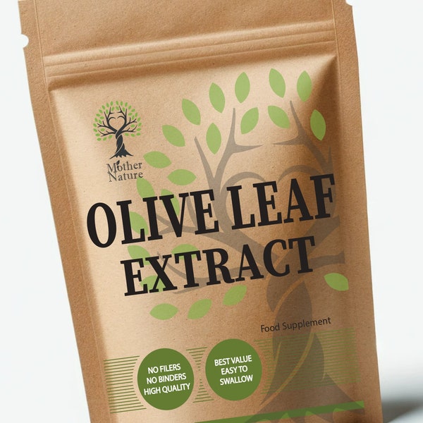 Olive Leaf Extract 430mg Capsules 30% Active Oleuropein High Strength Olive Leaf Powder Vegan Natural Supplement