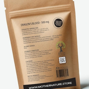 Sangre de Drago Madre Naturaleza 500 mg / Extracto estandarizado de Sangre de Drago / Cápsulas veganas / Fabricado en el Reino Unido imagen 2
