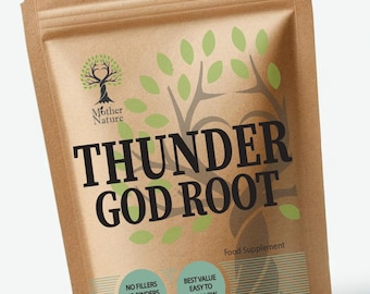 Cápsulas de raíz de dios del trueno: suplemento vegano de 500 mg