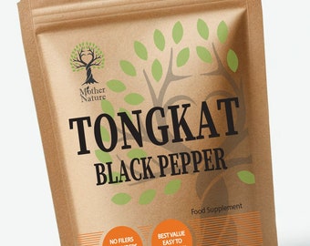 Tongkat Ali Black Pepper Mix High Strength Formula 35:1 Root Extract Malaysian Tongkat Ali Capsules 500mg Natural Supplements Vegan