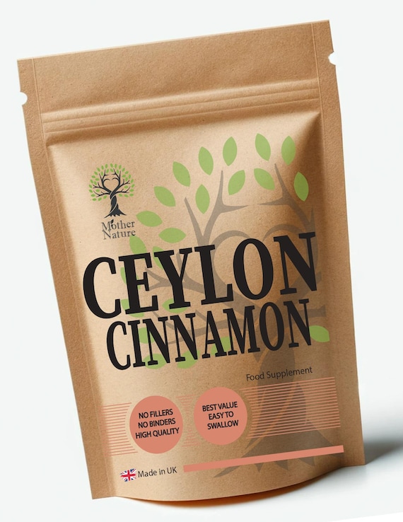 Ceylon Cinnamon Capsules 600mg High Potency 20:1 Natural Supplement Vegan Capsules