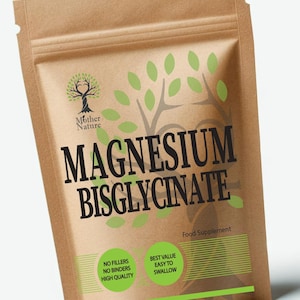 Cápsulas de bisglicinato de magnesio 600 mg. Magnesio de alta absorción. Suplementos veganos.
