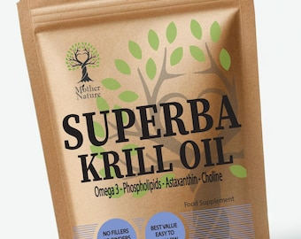 Superba Krill Oil 500mg Clean Natural Omega 3 Phospholipids Astaxanthin Choline Eco-friendly Supplemnts