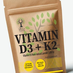 Vitamin D3 5000IU and K2 MK7 200 mcg High Potency Clean Natural D3 K2 Powder Eco-friendly Best Supplements Holistic Health