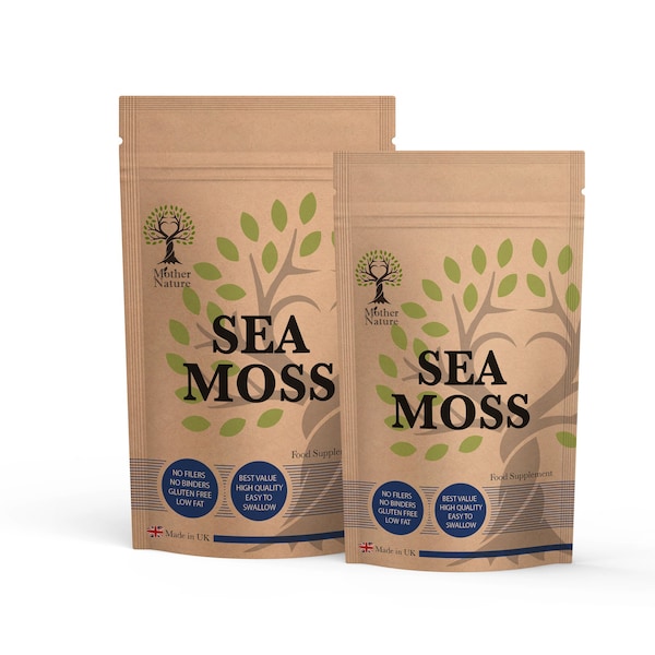 Sea Moss Capsules 600mg Genuine High Potency 10 x Stronger Natural Sea Moss Chondrus Crispus Vegan Supplement