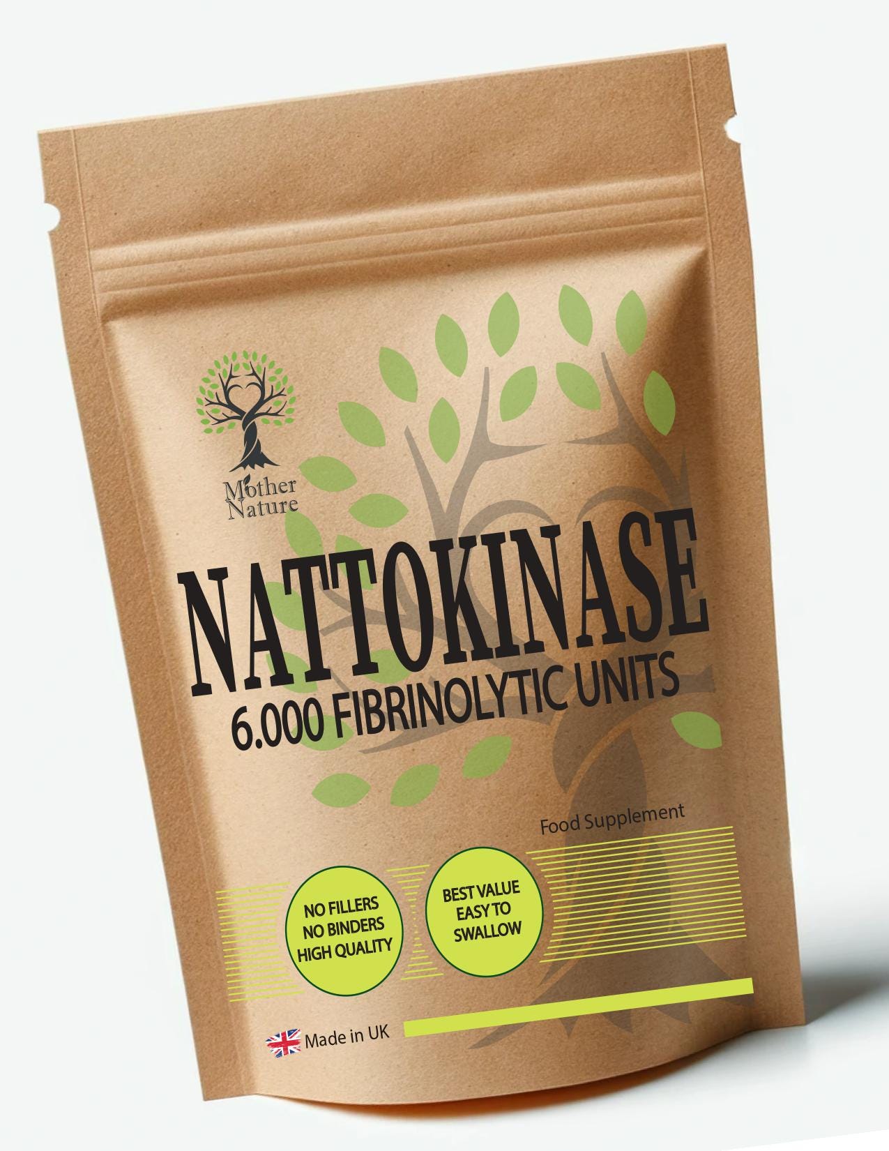 Cápsulas de Nattokinasa 6.000FU de alta potencia, polvo de Nattokinasa natural y limpio, ecológico, los mejores suplementos veganos, salud holística a base de plantas.