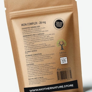 Complejo de hierro con vitamina C, B12, cobre y magnesio – Fórmula suave de alta absorción – 28 mg de hierro elemental (bisglicinato) imagen 2