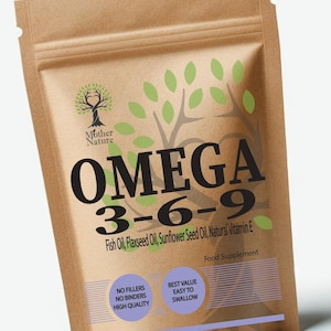 OMEGA 3+6+9 Capsules 1000mg Best Combination of Fish Oil Flaxseed Oil Vitamin D3 Vitamin E Softgels
