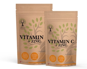 Vitamine C + zinc Formule double concentration, Gélules végétaliennes Royaume-Uni Meilleur supplément de zinc en poudre de vitamine C
