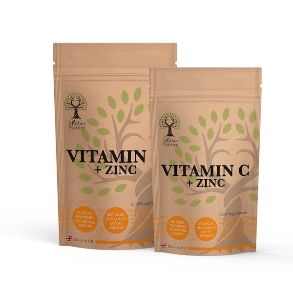 Vitamin C + Zinc Double Strength Formula Vegan Capsules UK Best Vitamin C Powder Zinc Supplement