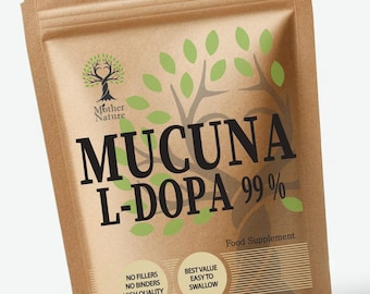 Cápsulas de Mucuna 99% L-Dopa 500 mg Polvo auténtico Suplemento natural de alta potencia