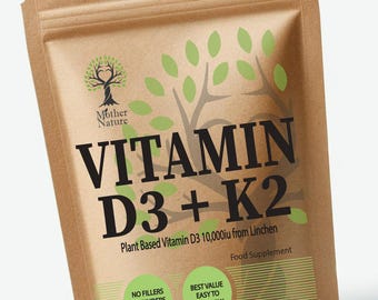 Vegan Vitamin D3 K2 Capsules: Plant-Based 10000 IU