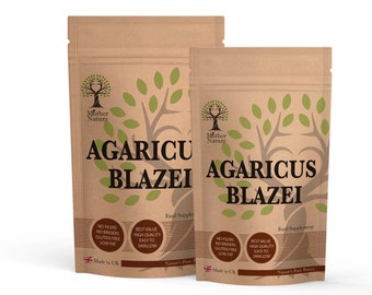 Agaricus Blazei Mushroom 500mg Capsules Natural Agaricus Blazei Vegan Supplement High Potency 30 x Stronger Mushroom Powder