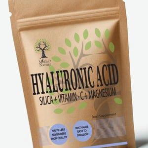 Hyaluronic Acid Capsules 380mg High Strength Hyaluronic Acid Powder Vitamin C Vegan Supplements Eco-friendly
