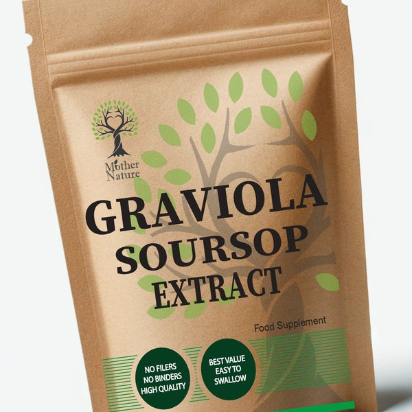 Gélules de graviola 500 mg d'extrait de fruit de corossol graviola naturel haute puissance 10 x plus forts propres suppléments végétaliens naturels