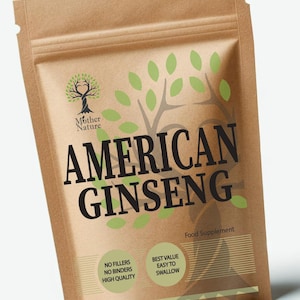 American Ginseng Capsules 500mg Clean Natural American Ginseng Powder Eco-friendly Best Vegan Supplements Plant-based Holistic Health