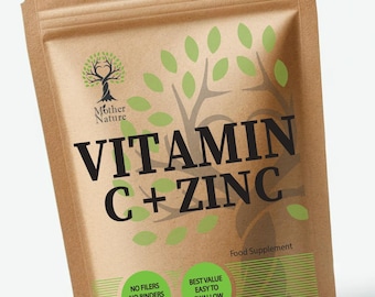 Vitamin C + Zinc Capsules: Double Strength, Vegan Supplements