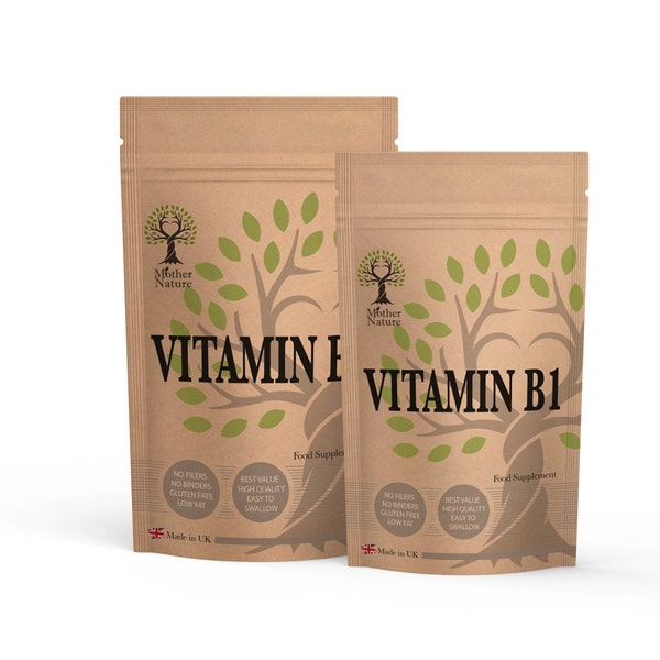 Vitamin-B1-Kapseln, hochwirksames Thiamin, 200 mg, Vitamin B1, veganes, sauberes Nahrungsergänzungsmittel